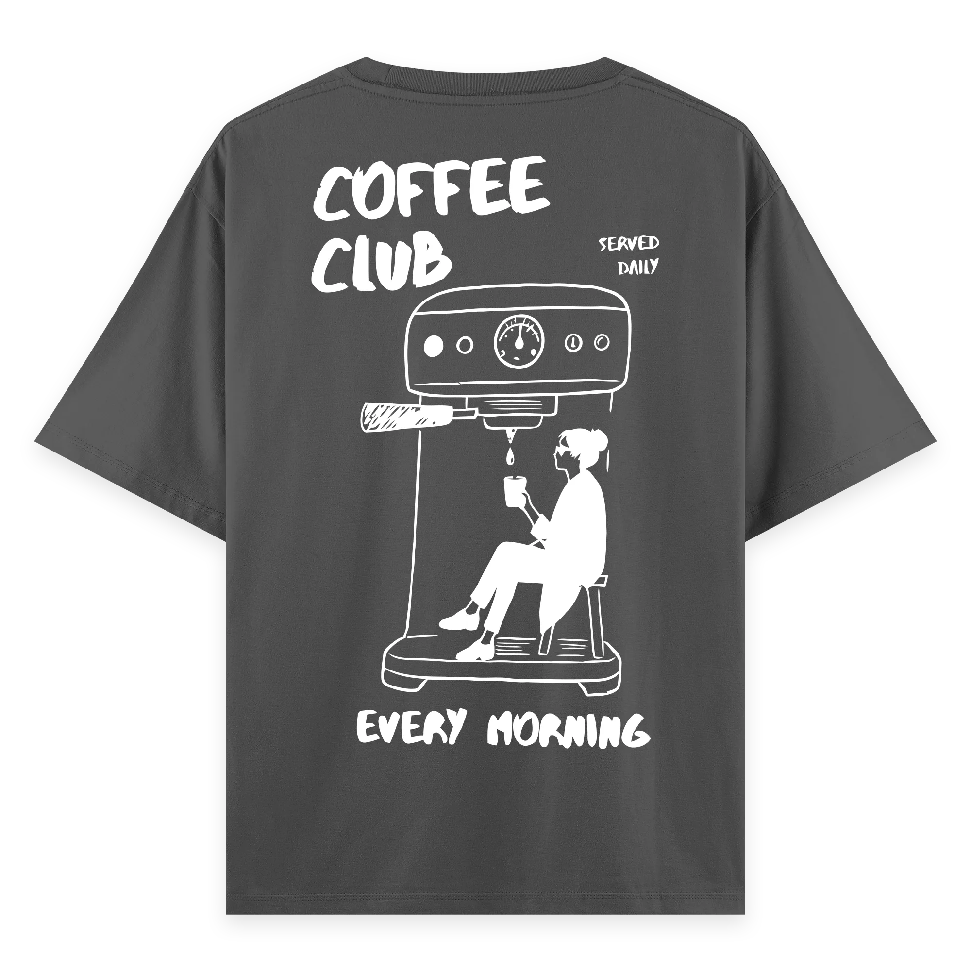 Coffee Club - Oversize Bol Kalıp T-shirt
