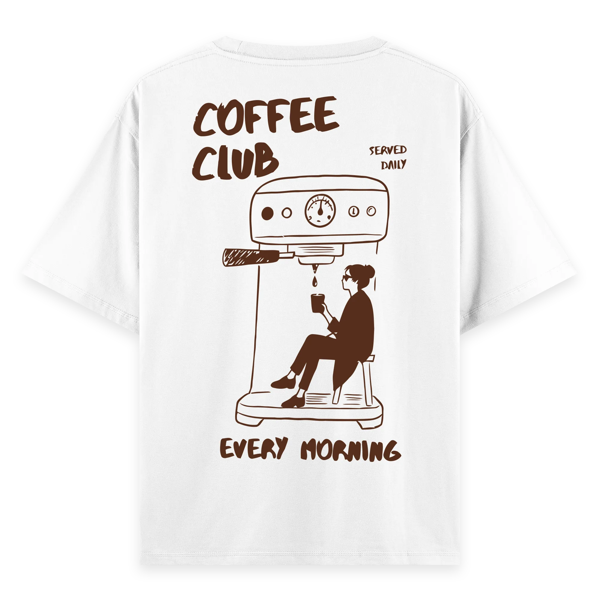 Coffee Club - Oversize Bol Kalıp T-shirt