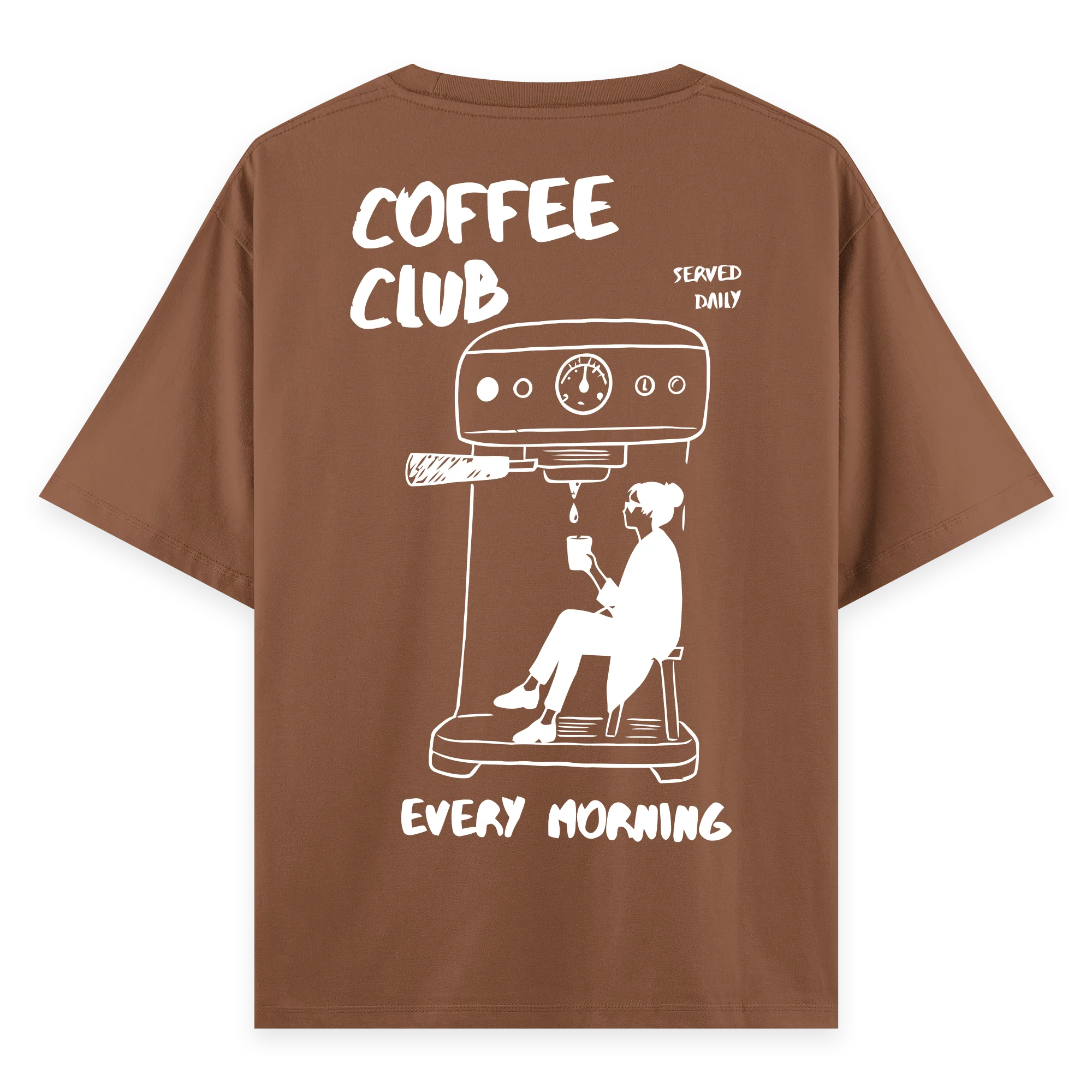 Coffee Club - Oversize Bol Kalıp T-shirt