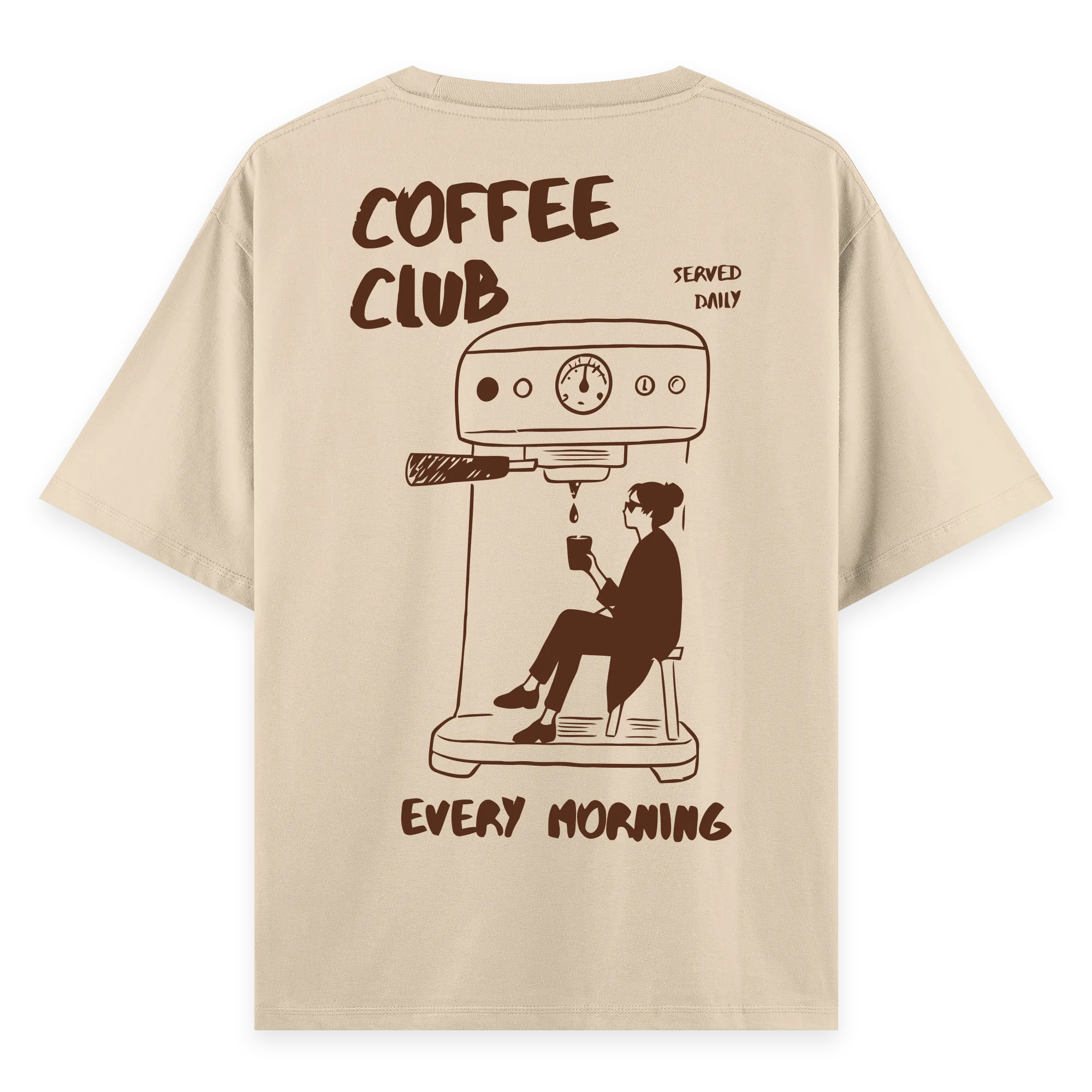 Coffee Club - Oversize Bol Kalıp T-shirt