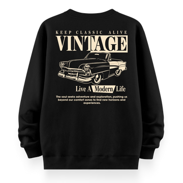 Vintage - Oversize Bol Kalıp Sweatshirt