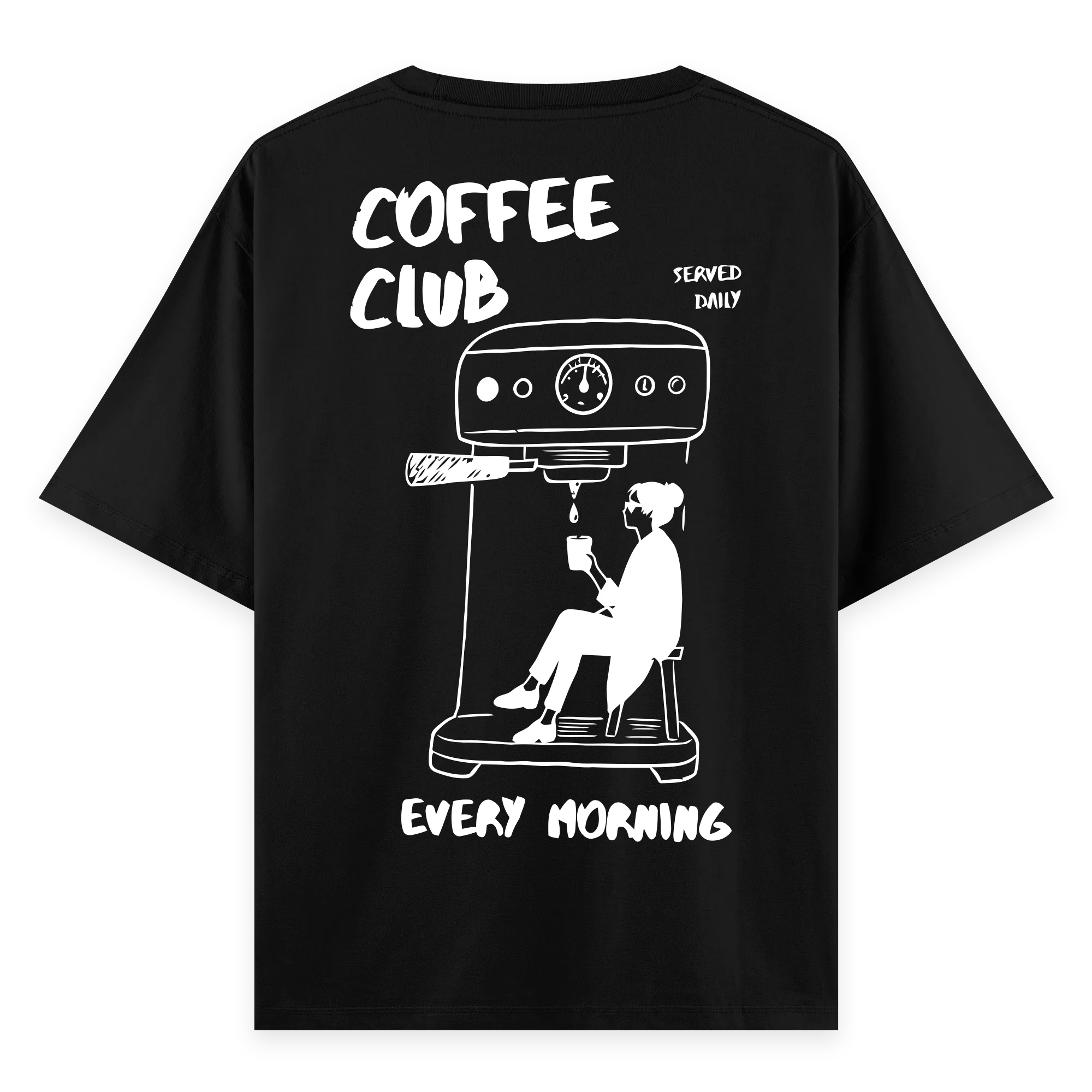 Coffee Club - Oversize Bol Kalıp T-shirt