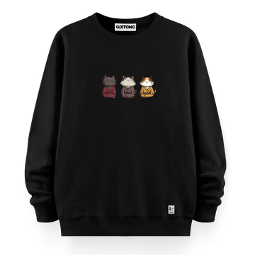 Samurai Cats - Oversize Bol Kalıp Sweatshirt